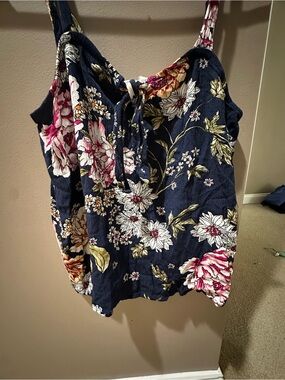 Pink Rose Navy Floral Tie-Front Camisole